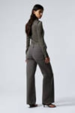 Dark Grey - Pinstriped - Low Waist Pinstripe Cotton Trousers - 2