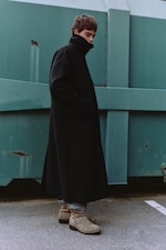 Black - Herringbone - Oversized Wool-Blend Car Coat - 1