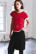 Red - The Devil Wears Prada Double-Layer V-Neck T-shirt - 1