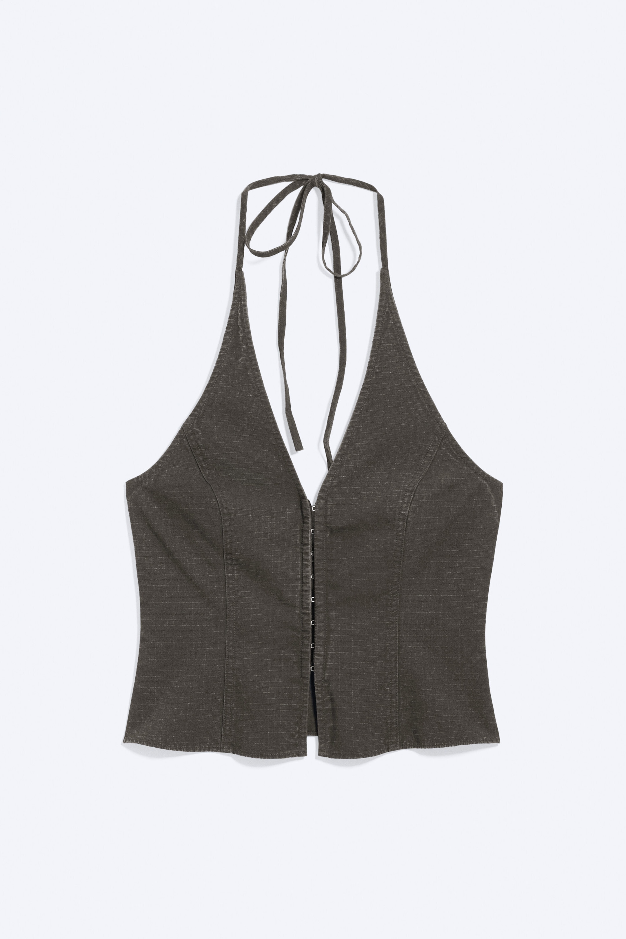 Gris foncé - Haut dos nu col V ripstop - 5