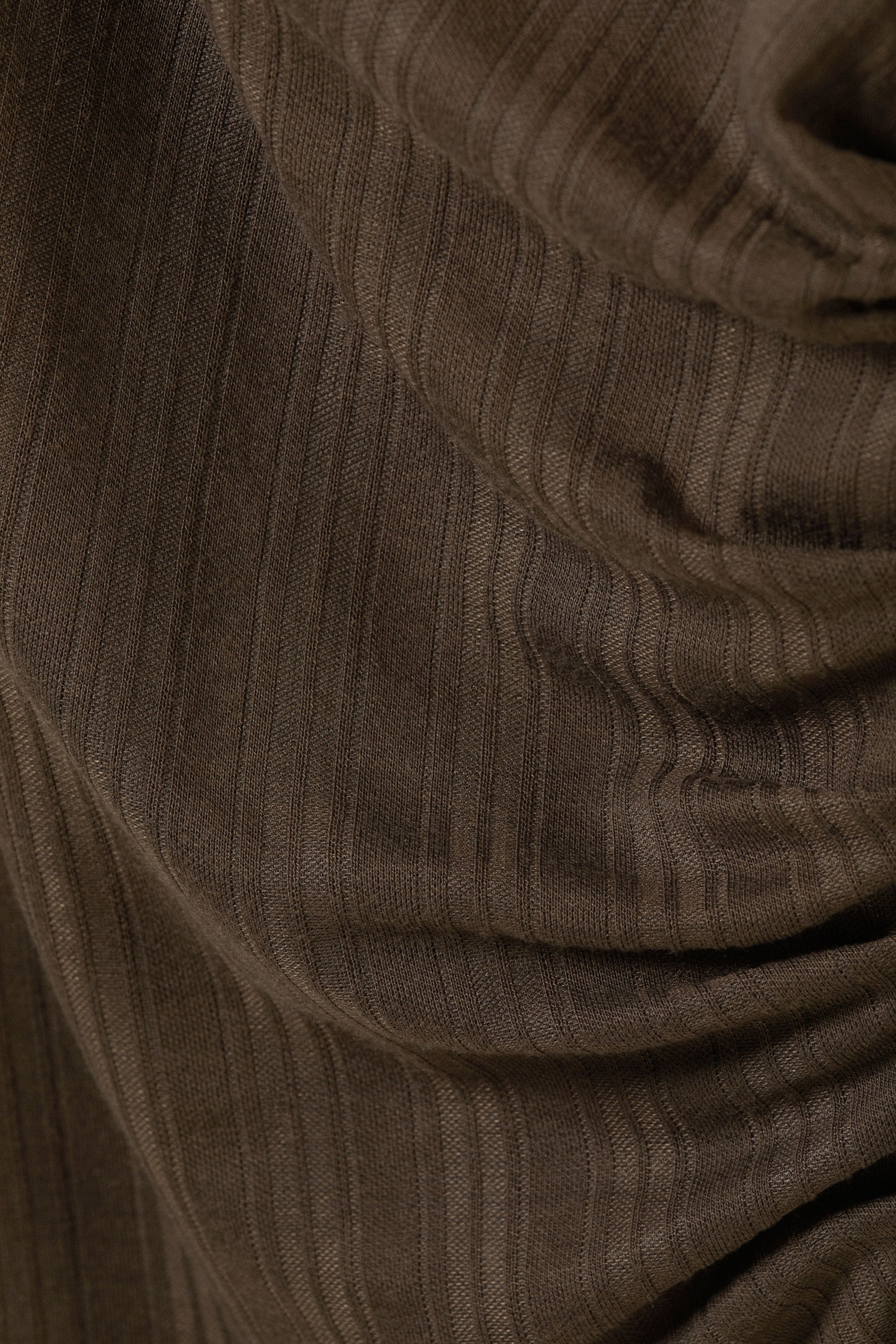 Dark Brown - Sheer Asymmetric Long-Sleeved Top - 4