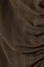 Dark Brown - Sheer Asymmetric Long-Sleeved Top - 4