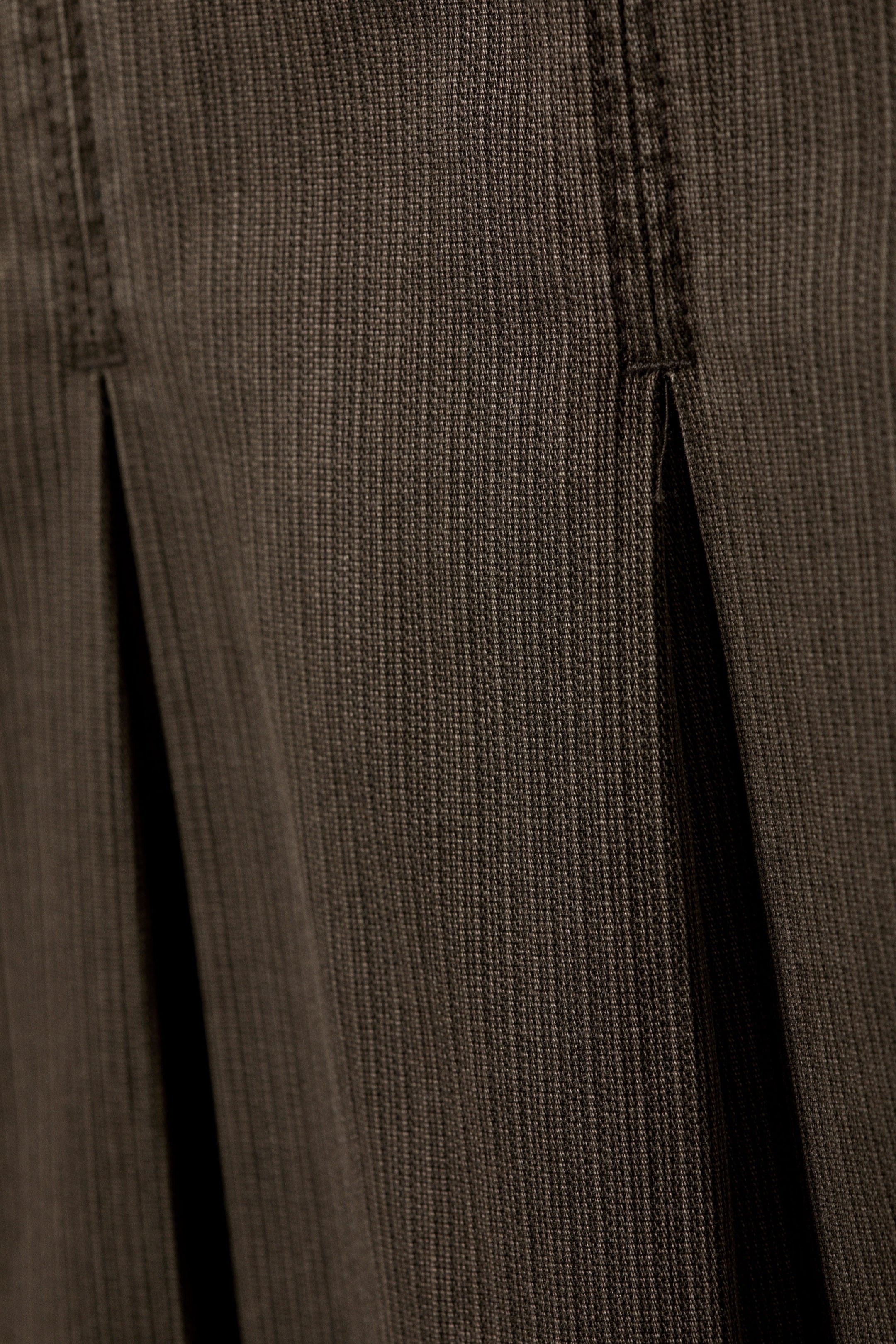 Dark Grey - Mid-Rise Frayed Pleated Maxi Skirt - 5