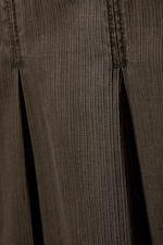 Dark Grey - Mid-Rise Frayed Pleated Maxi Skirt - 5