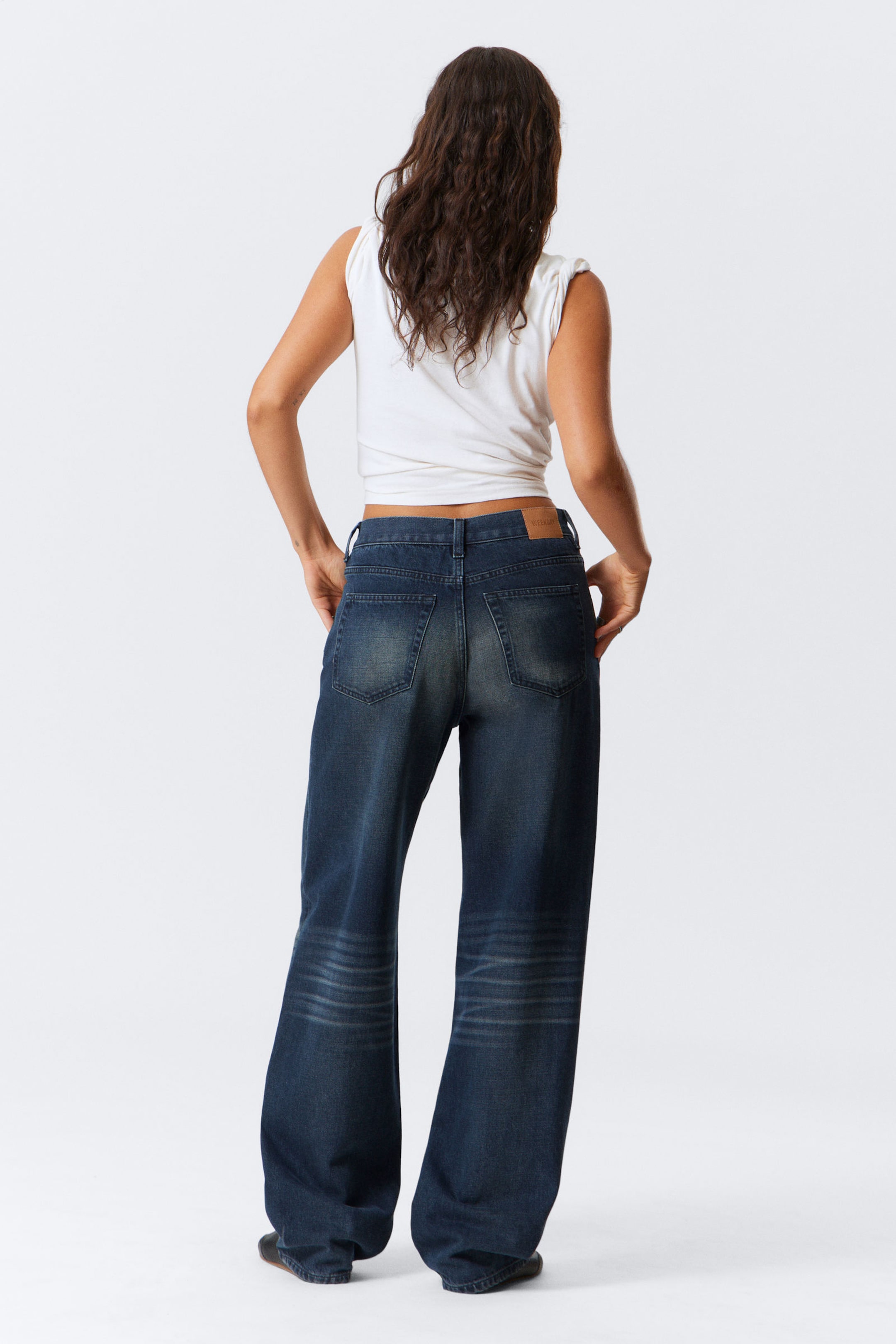 Deep Ocean Blue - Dunkelblau - Rail Mid Waist Loose Wide Leg Jeans - 3