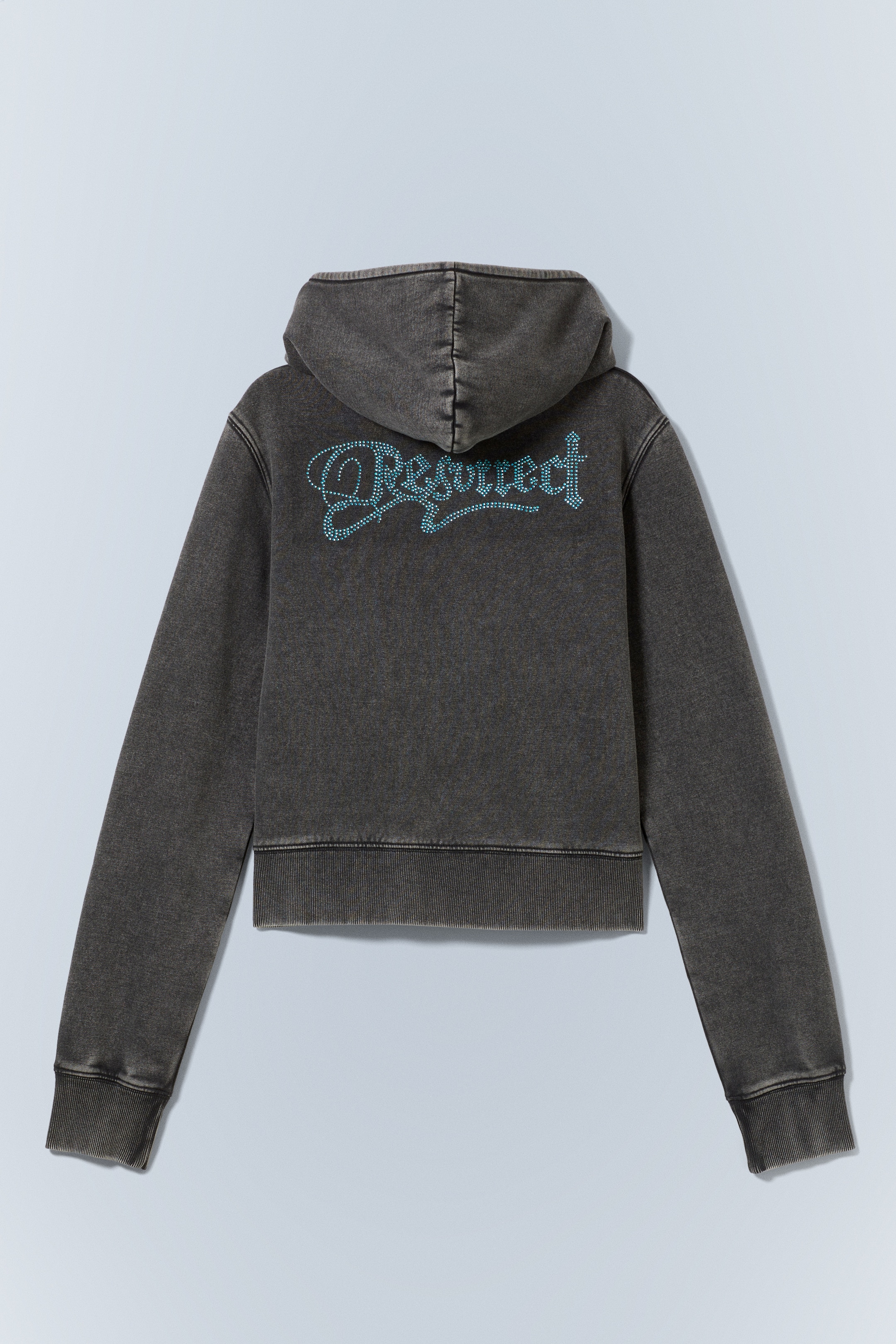 View larger image: Short Rhinestone Zip Hoodie - Washed Black - Ladies | H&M GB 2