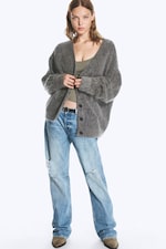 Mørkegrå - Mohair Blend Cardigan - 1