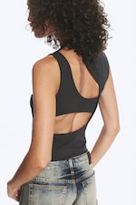 Dunkelgrau - Schmal geschnittenes Tanktop mit Cut-outs - 2