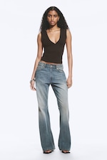 Gloria Blue - Medium Blue - Helix Low Rise Regular Flared Jeans - 0