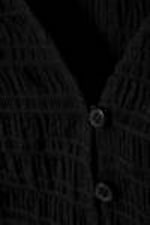 Black - Structured Short Sleeve Cotton Top - 1