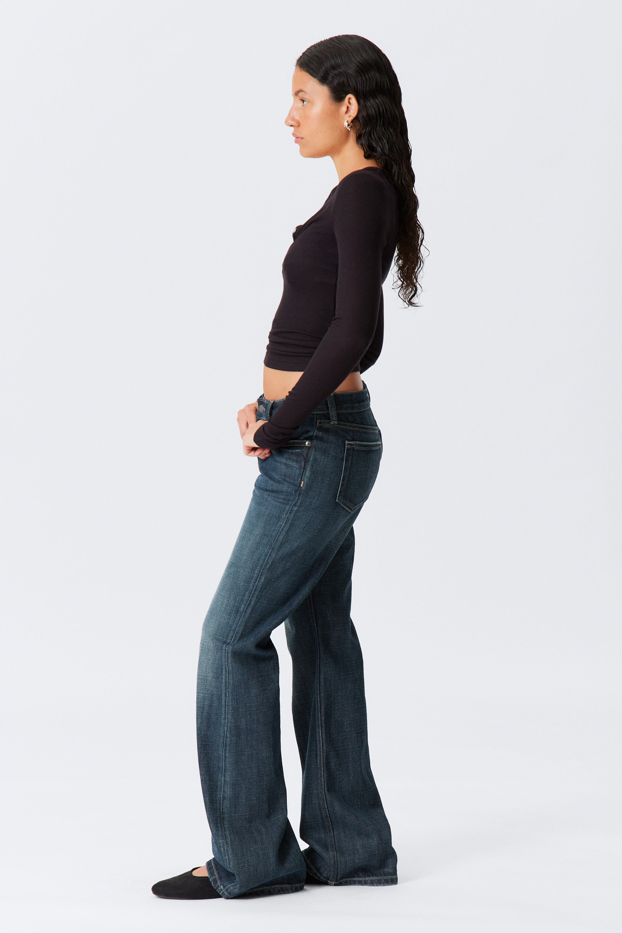 nova low rise slim bootcut leg jeans - Deep Sea Blue - Dark