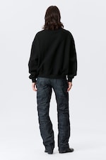 Black - Loose Funnel Neck Zip Cardigan - 2