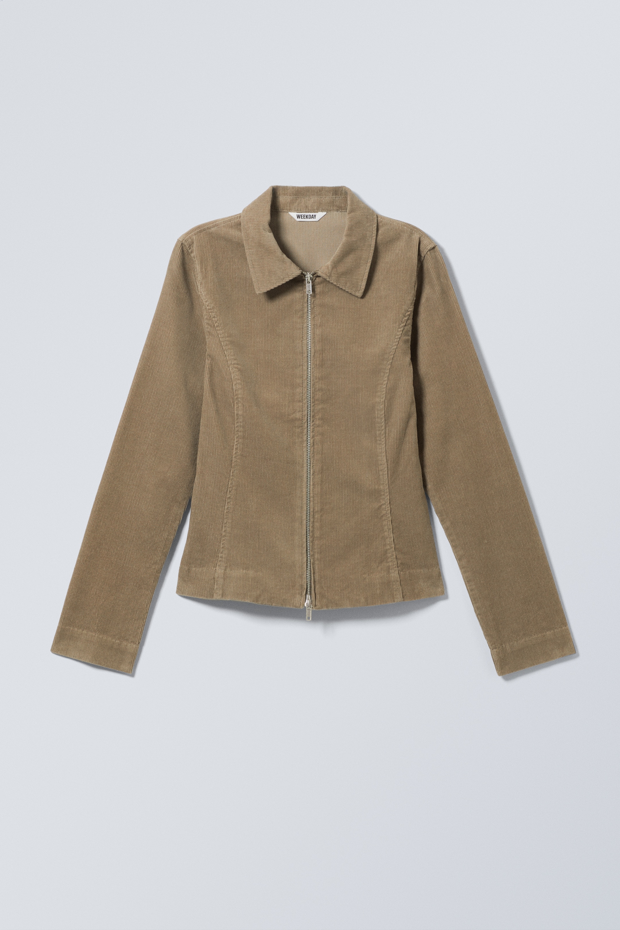 Größeres Bild anzeigen: Figurbetonte Cordjacke mit Reißverschluss - Staubiges Maulwurfsgrau - Ladies | H&M AT 1