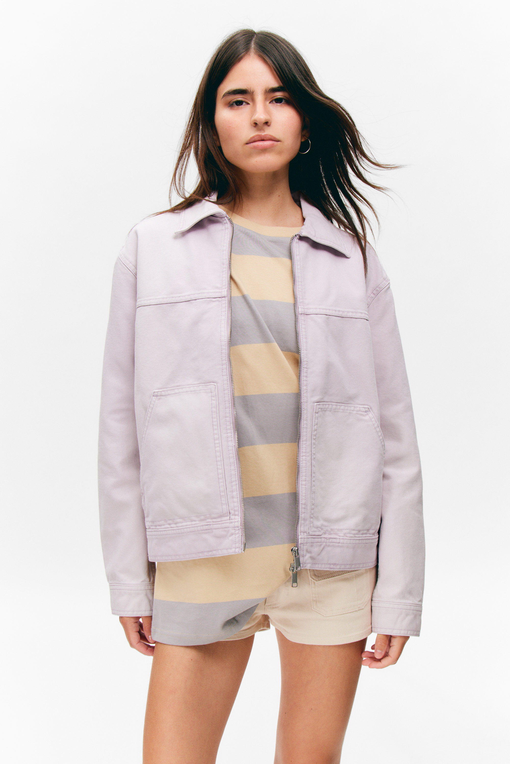 Light Dusty Purple - Two-way Zip Oxford Jacket - 4