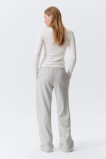 Grey Melange - Low Rise Terry Sweatpants - 3
