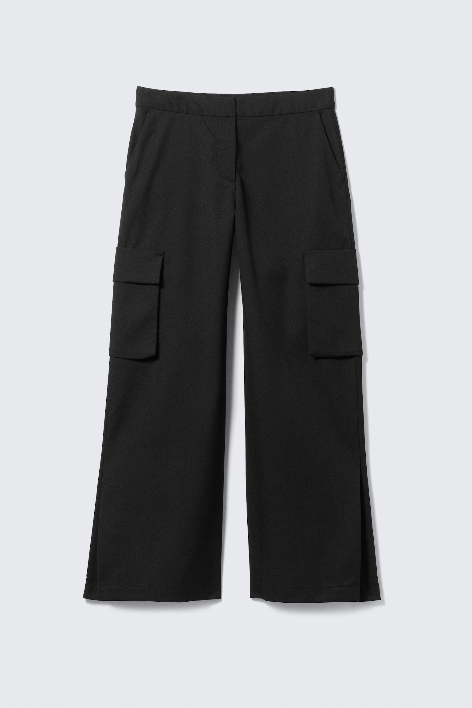 Low Rise Cargo Suiting Trousers - Black - 2