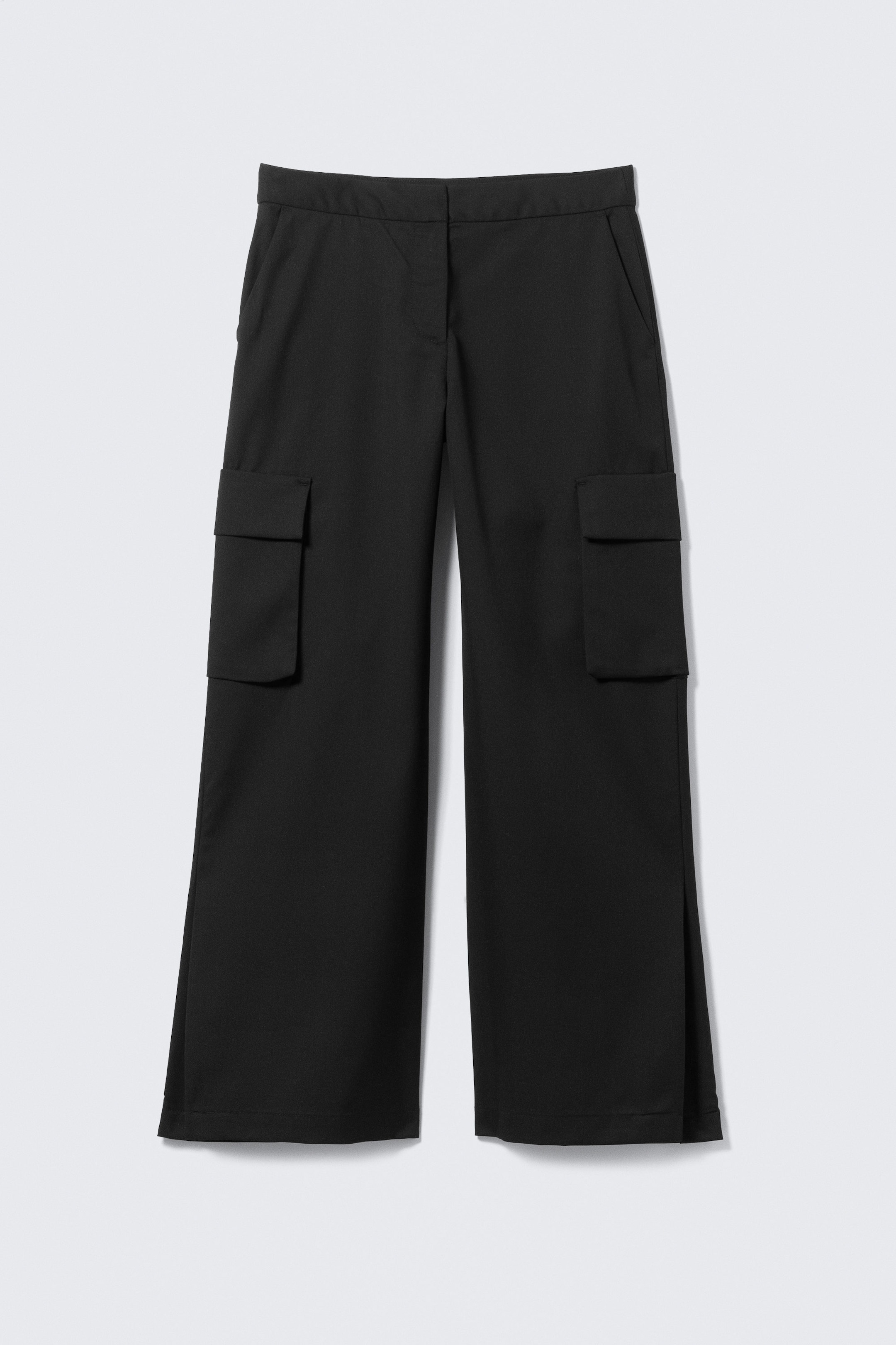 Black - Low Rise Cargo Suiting Trousers - 4