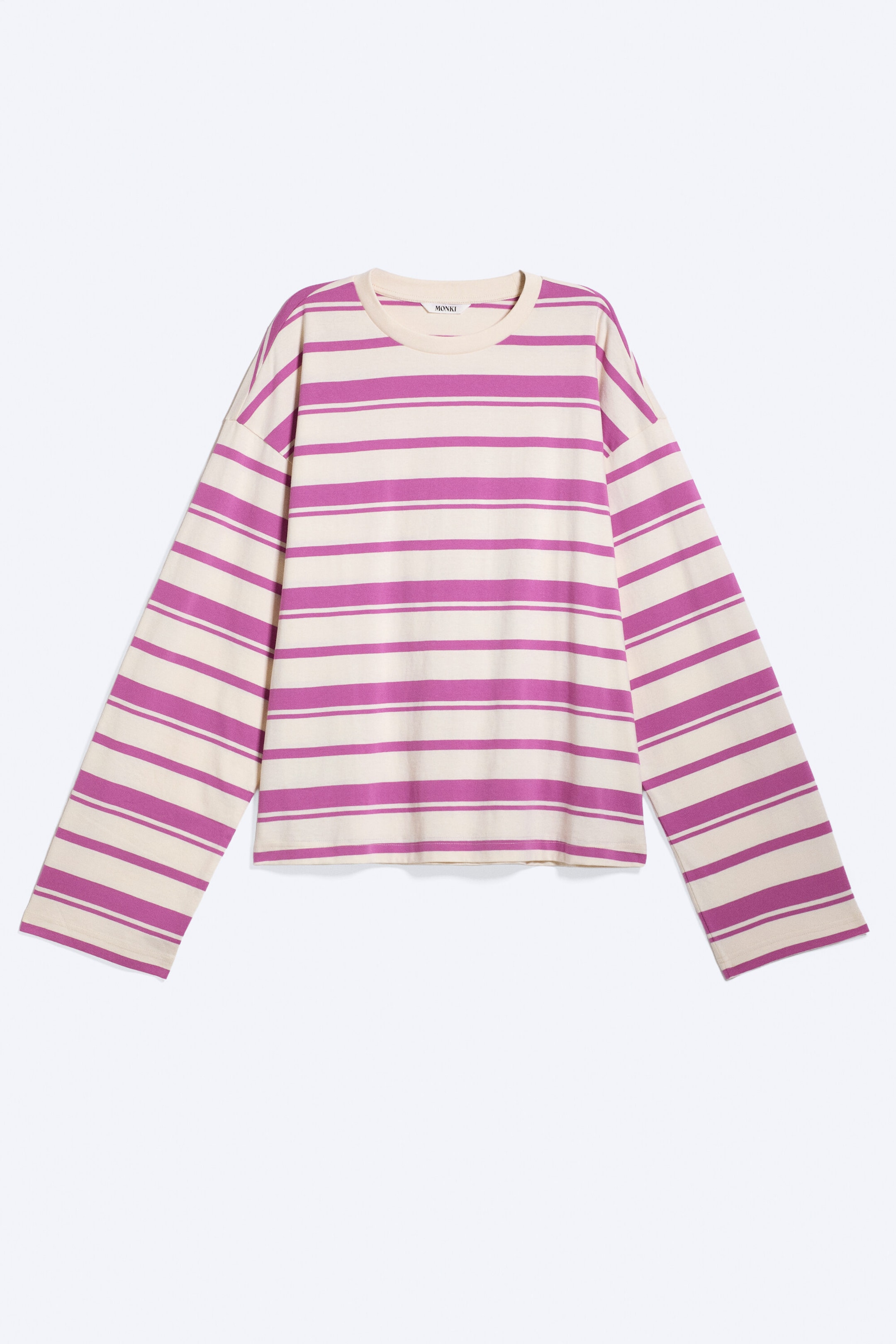 Gestreift Weiß/Pink - Longsleeve-Shirt aus Baumwolle - 3