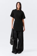 Zwart - Mini-T-shirtjurk met korte mouwen - 0