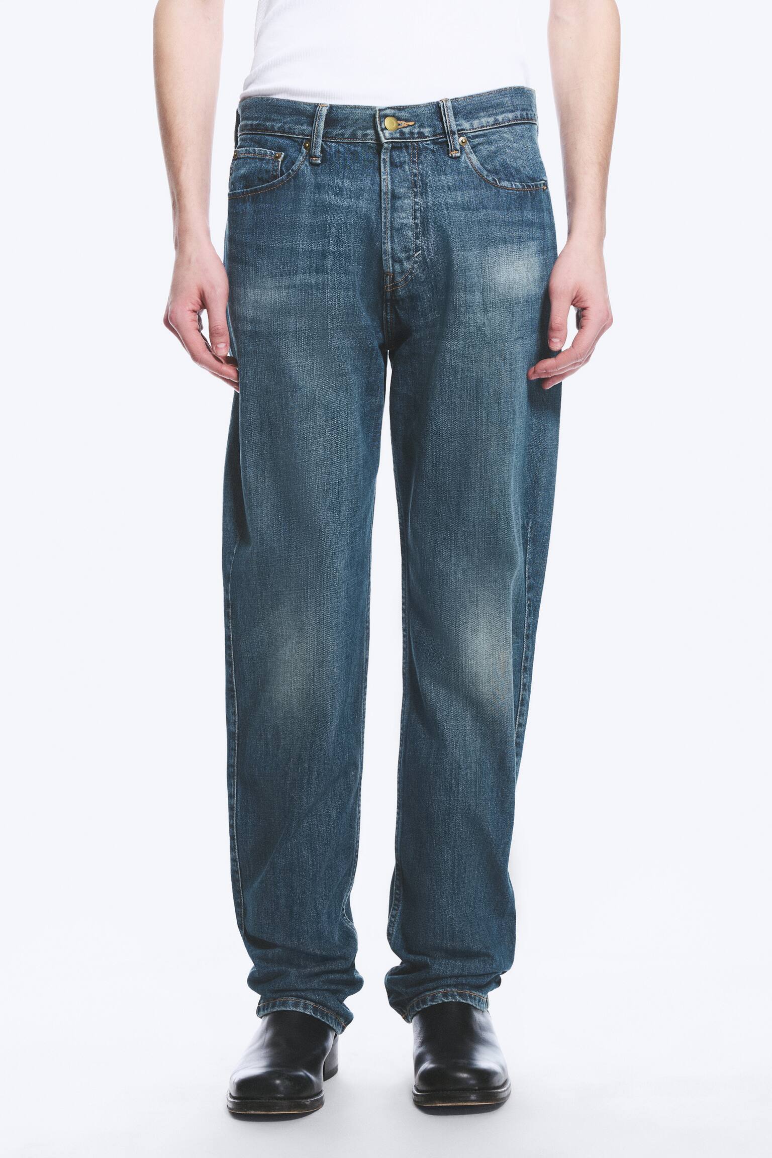 Space Mid Rise Relaxed Straight Dart Jeans - Spotted Blue - Dark Blue - 7
