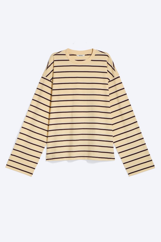 Longsleeve-Shirt aus Baumwolle - Gestreift in Gelb/Burgund/Gestreift in Weiß/Dunkelblau/Staubweiß - Braune Streifen/Blau/Weiße Streifen/Dunkelbraun/Altrosa gestreift/Gestreift rosa/weiß/braun/Hellblau/Braun gestreift/Gestreift in Rosa/Blau/Blau/braun gestreift/Braune & weiße Streifen/Weiß - Pinke/rote Streifen/Hellbeige - Orange gestreift - 1