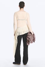 Dusty White - Asymmetric lace long-sleeve - 3