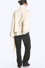 Dusty White - Wool-Blend Funnel neck jacket - 4