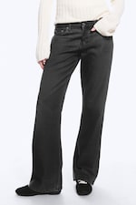 Coated Black - Aura Low Rise Relaxed Bootcut Jeans - 1