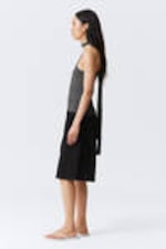 Striped Grey - Lyocell One-shoulder Tie Top - 2
