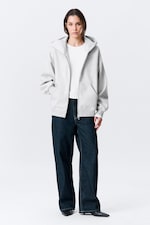 Grey Melange - Oversized Heavyweight Zip Hoodie - 0