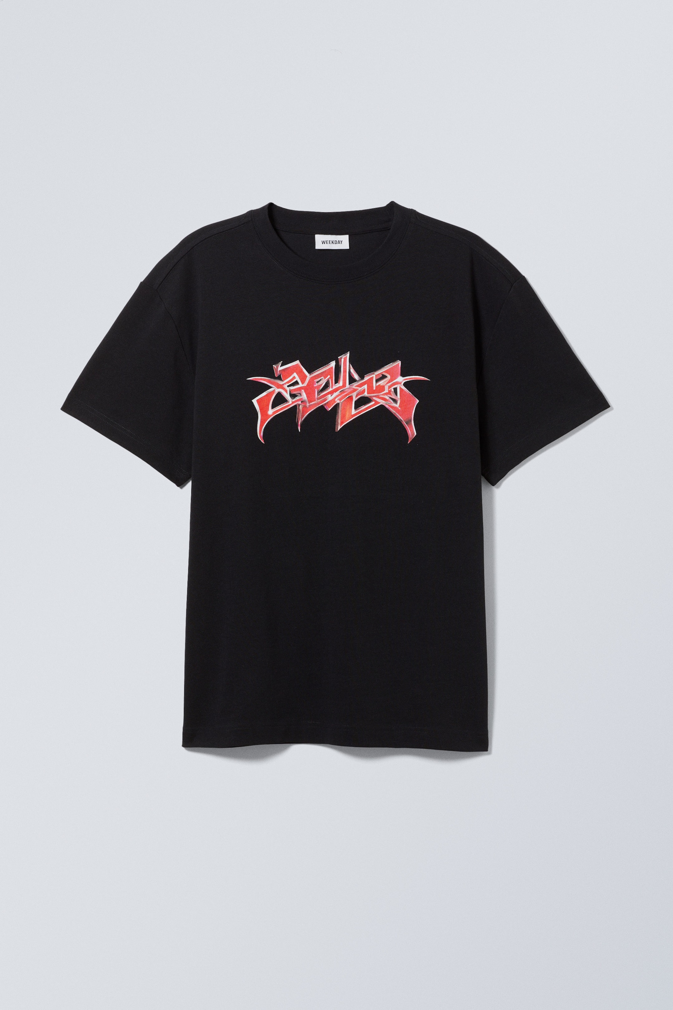 Svart med rød logo - Oversized T-skjorte med grafisk trykk - 0