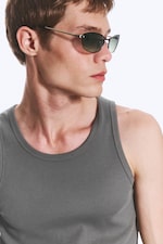 Dark Green - Oval Metal Frame Unisex Sunglasses - 1