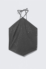 Dark Grey - Stones - Slim Fit Halter Top - 4