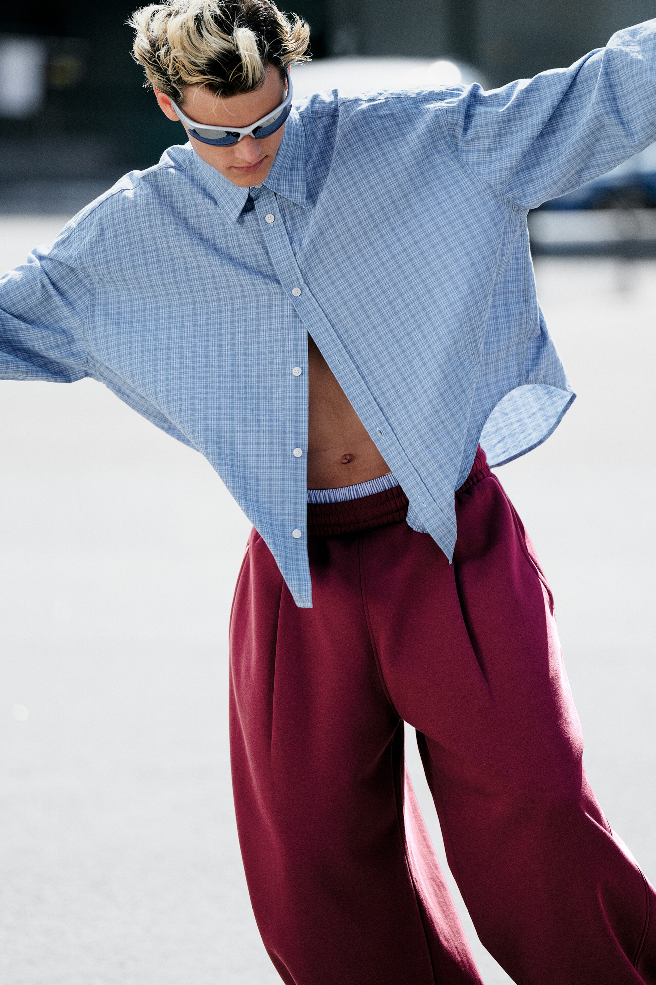 Rouge foncé - Pantalon de jogging ample à plis - 2