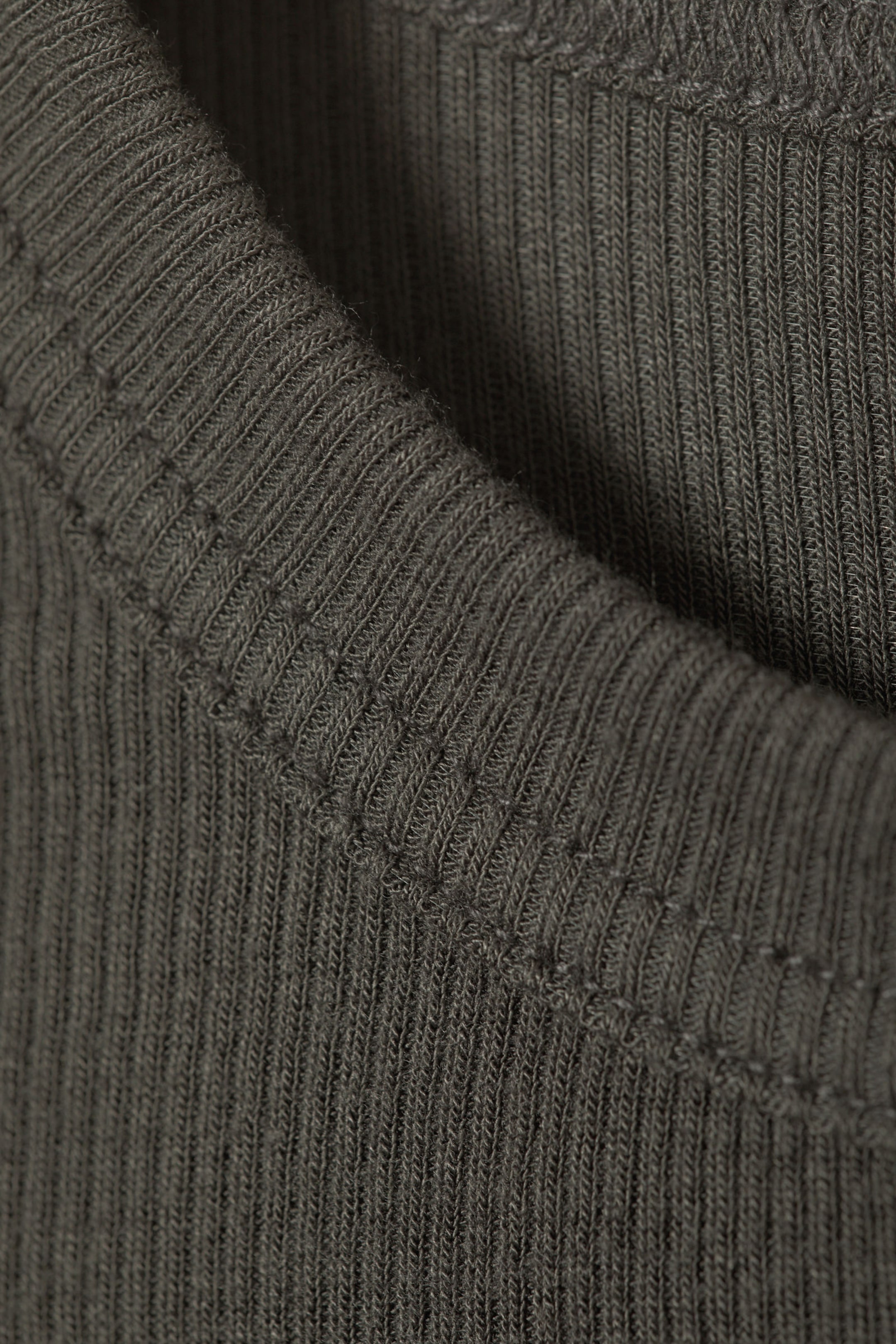Dark Grey - Sheer Rib Short Sleeve T-shirt - 1