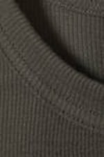 Dark Grey - Sheer Rib Short Sleeve T-shirt - 1