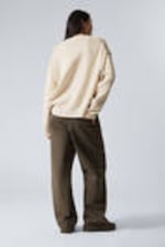 Light Beige - Knitted Cotton Cardigan - 2