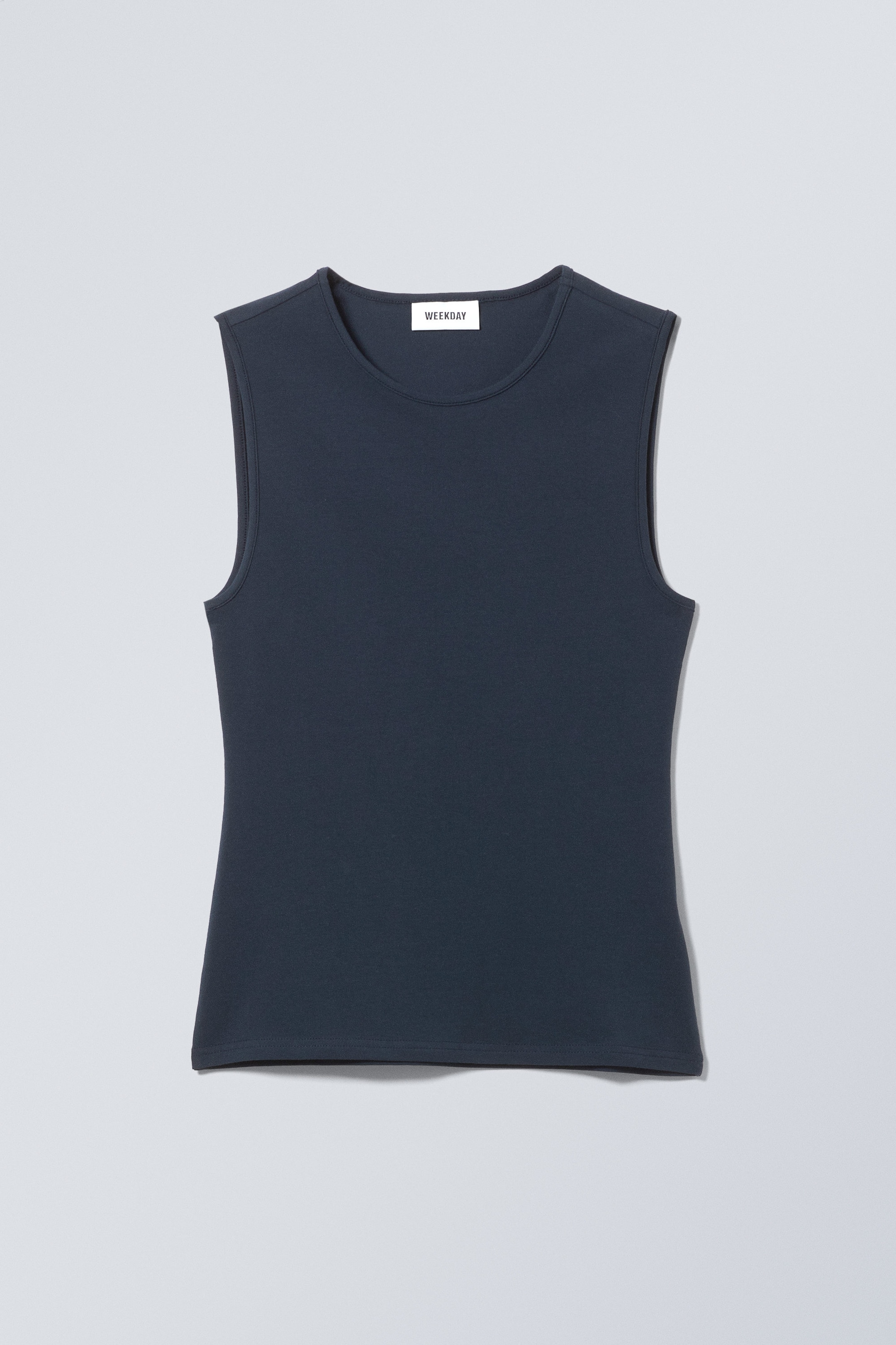Dark Blue - Fitted Cotton Tank Top - 0