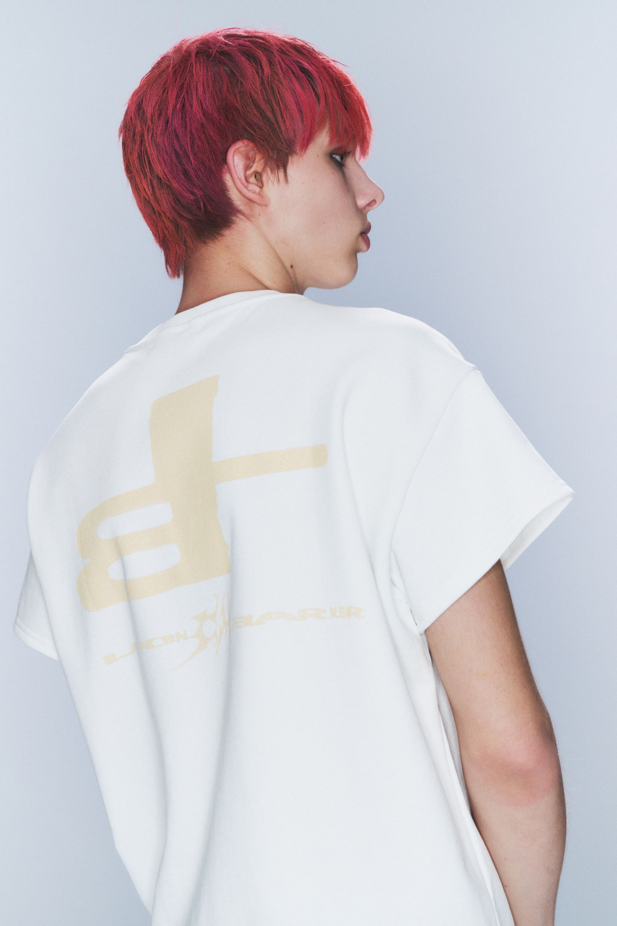 Wit - geel logo - CM x LB boxy uniseks T-shirt met print - 3