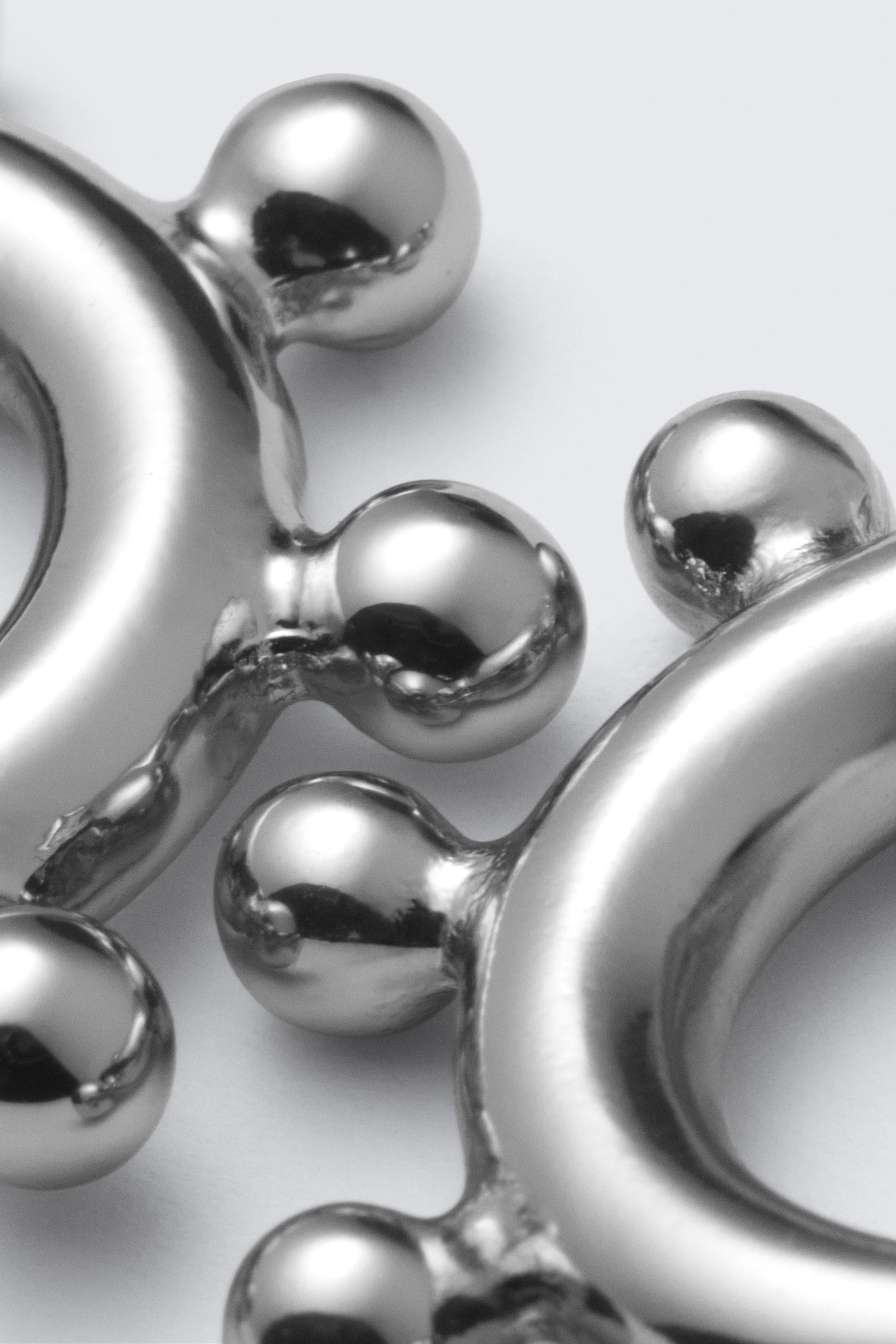 Silver - Pierced Bead Hoop Earrings - 3