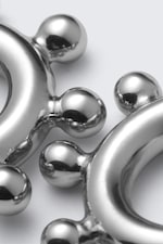 Silver - Pierced Bead Hoop Earrings - 3