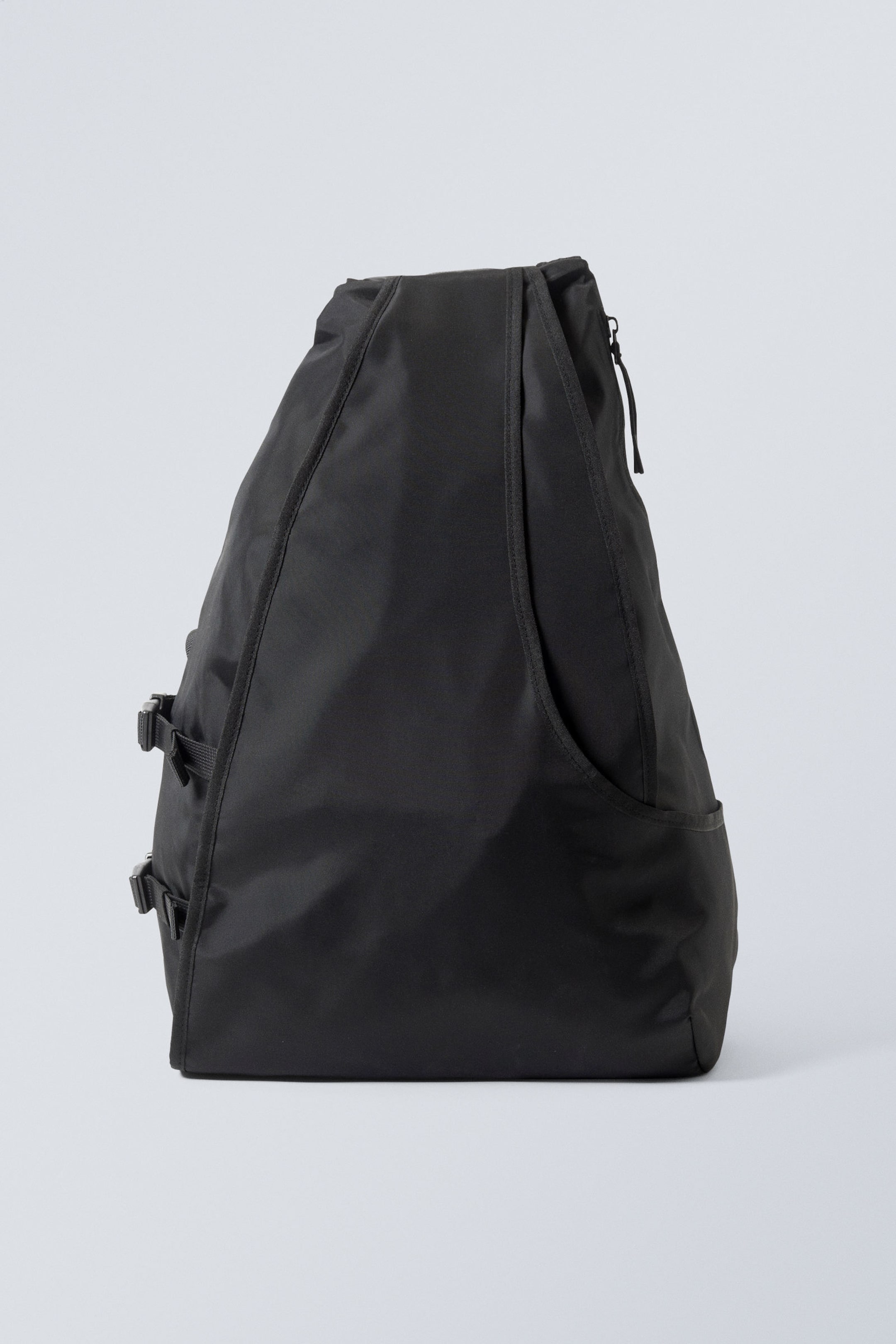 Black - Large Nylon Crossbody Backpack - 0