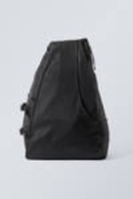 Black - Large Nylon Crossbody Backpack - 0
