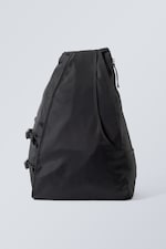 Noir - Grand sac à dos en nylon avec bandoulière - 0