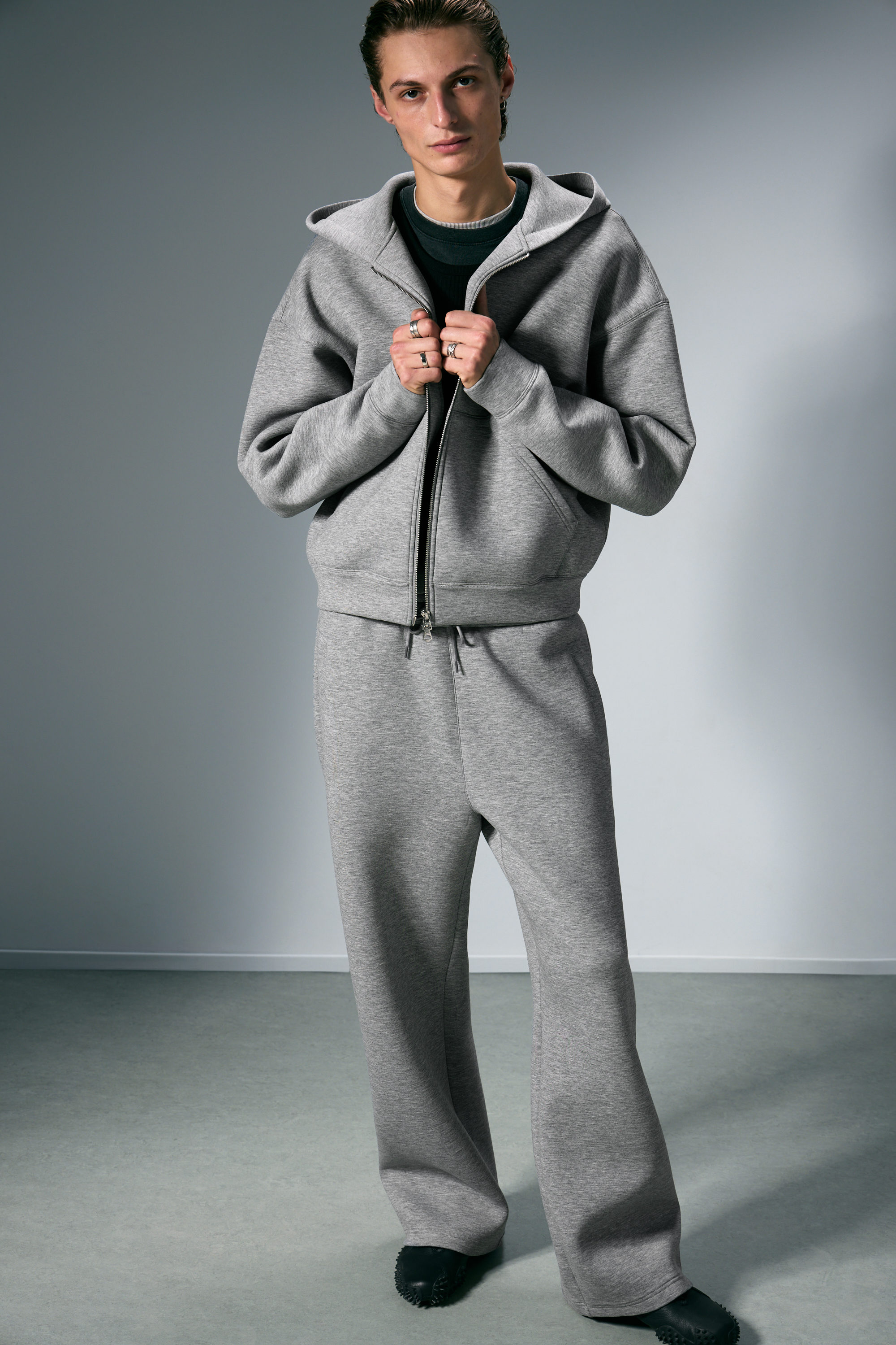 Grey Melange - Simon Scuba Zip Hoodie - 3