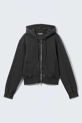 Croppad Zip-hoodie i bomull