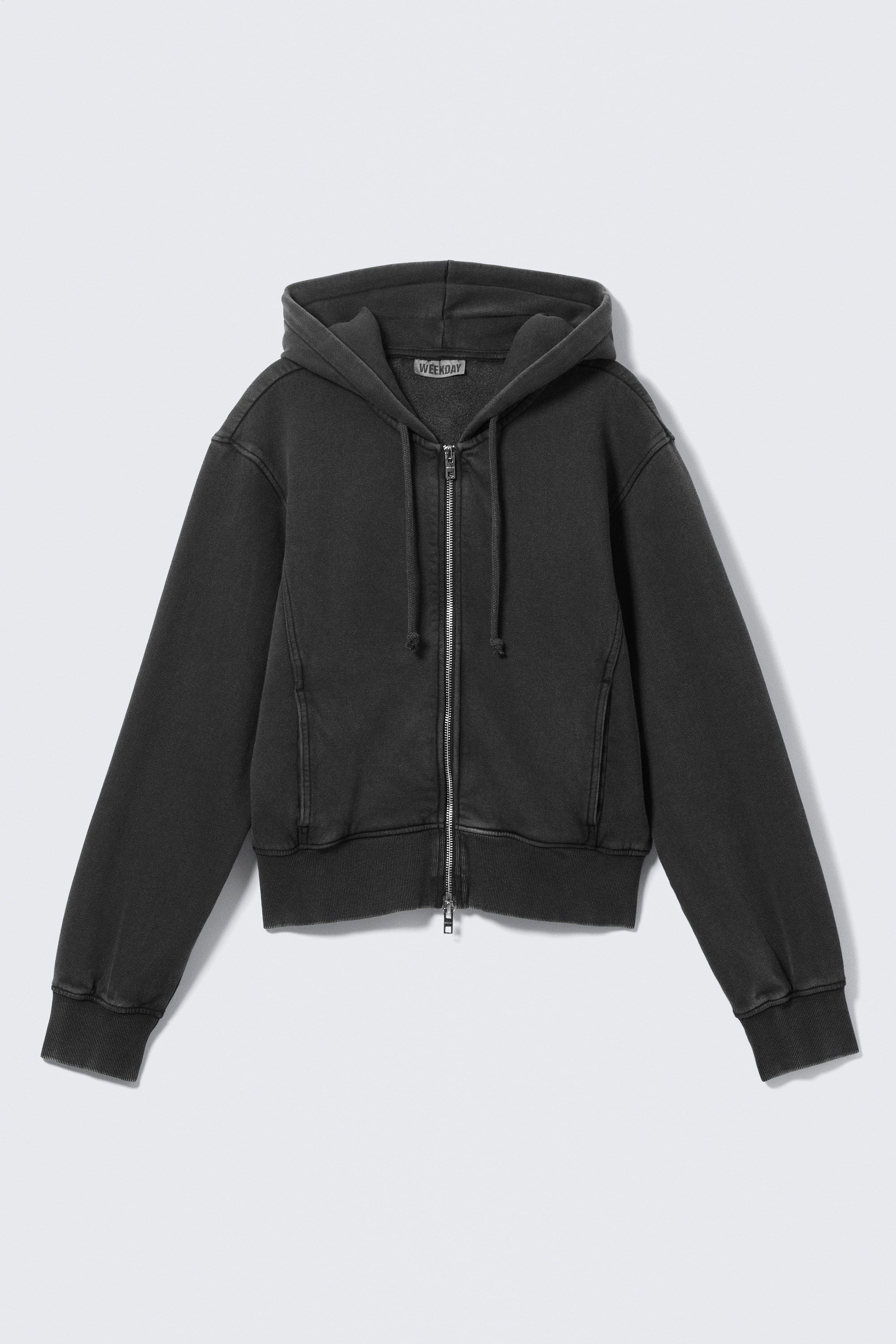 oversized cropped frayed zip hoodie - Black | Weekday WW