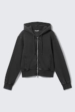 Washed Black - Cinched Cotton Zip Hoodie - 4