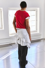 Red - The Devil Wears Prada Double-Layer V-Neck T-shirt - 3