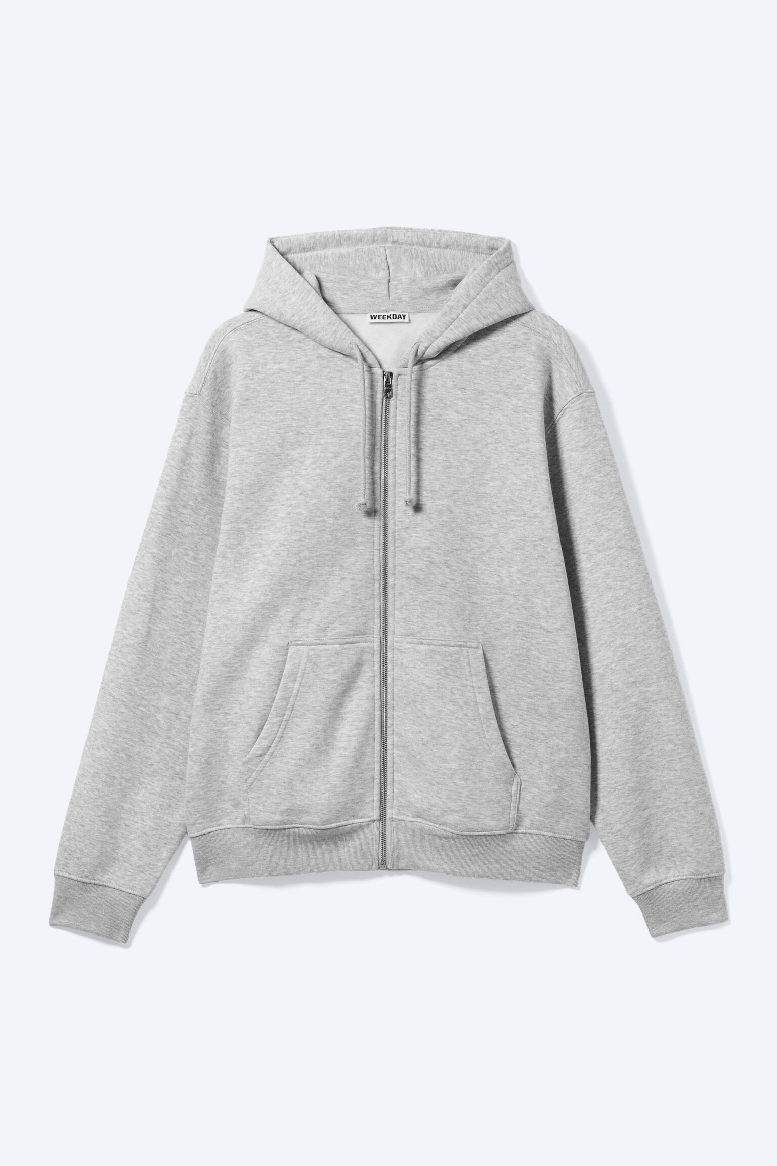 Sweat à capuche zippé classique - Mélange gris clair poudré/Noir - 1